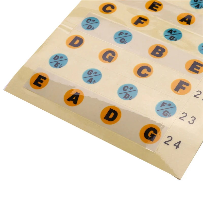 ABVL-3X наклейки для нот на гитарном грифе, лады на грифе, карта, наклейка для начинающих, обучающая практика (бага-многоцветный)