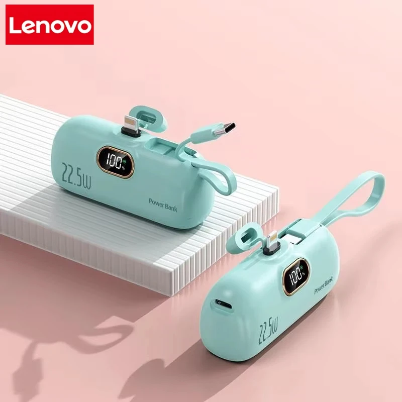 Lenovo Praktische Mini-Powerbank 30000 mAh, tragbar, schnelles Aufladen, geeignet für iPhone 16 15 14 Samsung Xiaomi Externer Akku 7