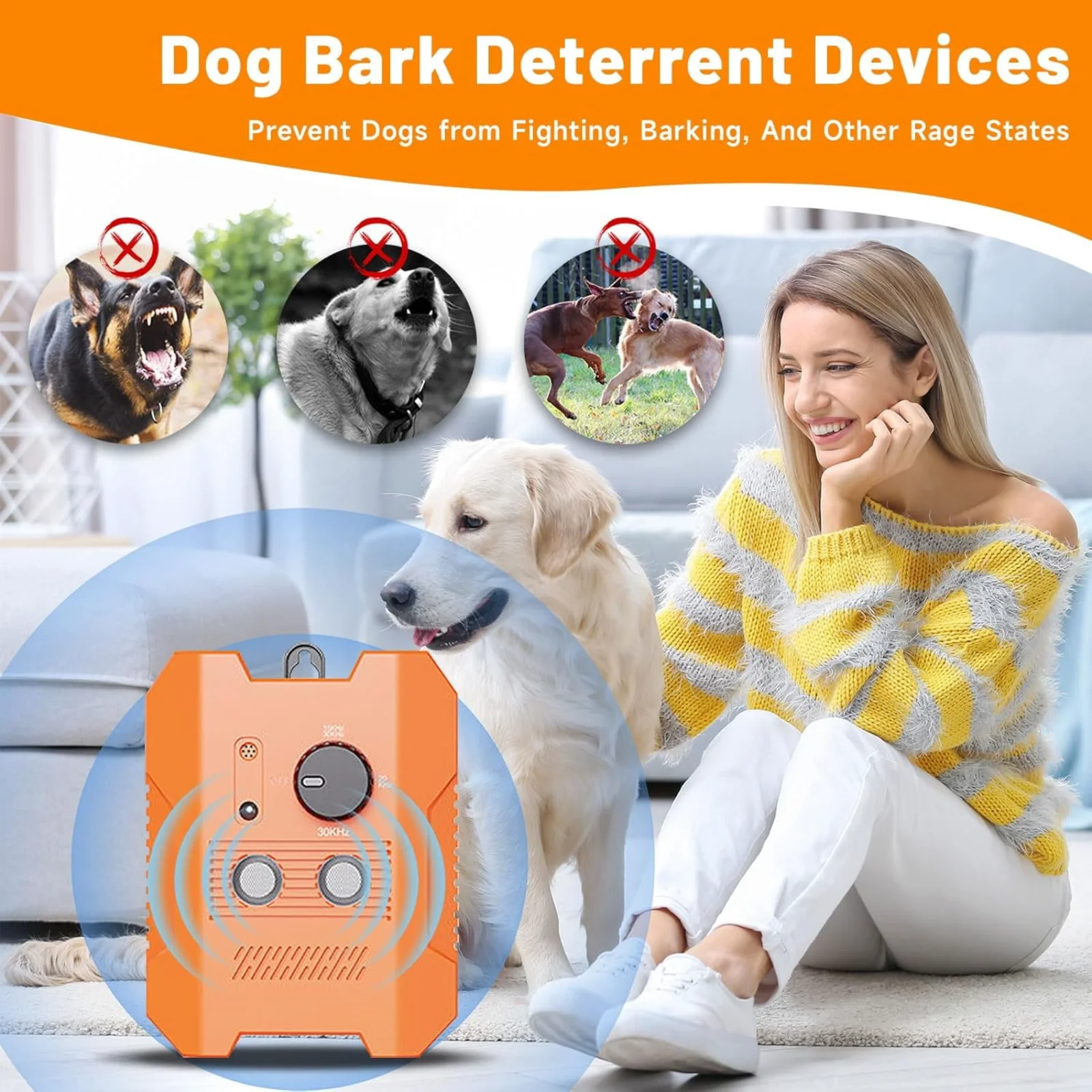 

Pet Bark Stopper Ultrasonic Smart Bark Stopper Anti Barking Dog Training Device Rechargeable Portable Dog Training