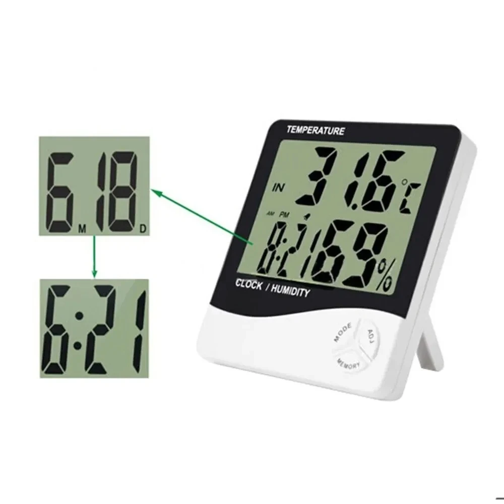 HACHANLUN LCD Electronic Digital Temperature Humidity Meter Hygrometer Home Thermometer Indoor Outdoor Weather Station Clock