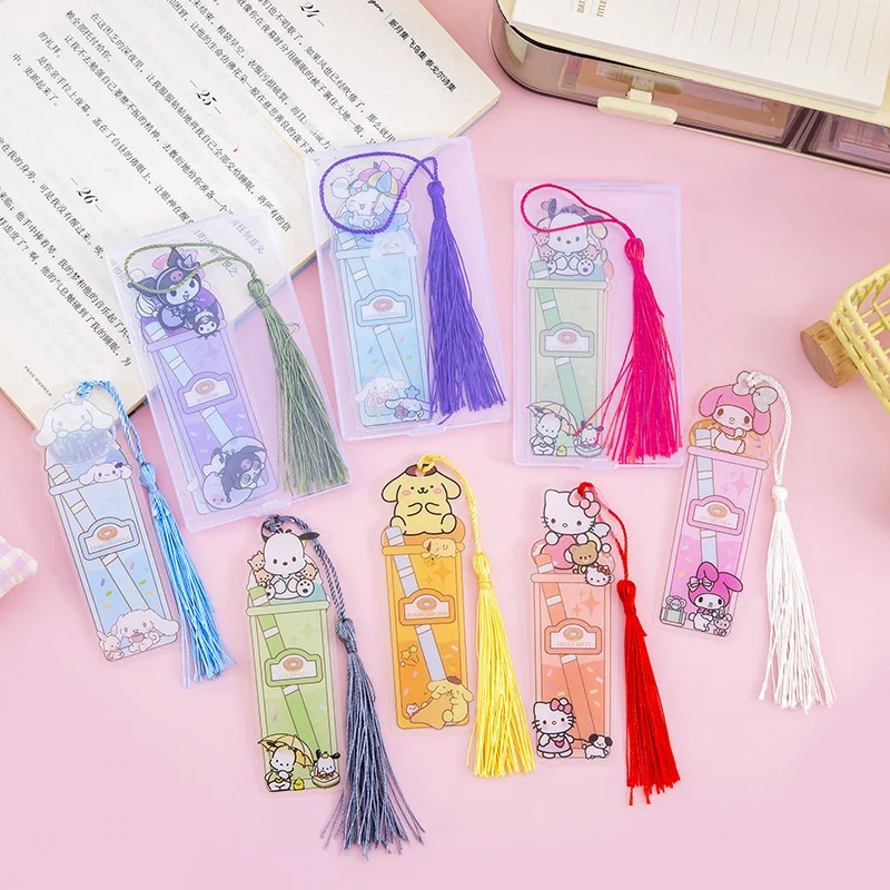

36pcs/lot Sanrio Melody Kuromi Bookmark Cute Kitty Tassels Book Mark For Books School Office Supplies Cartoon Stationery Gift