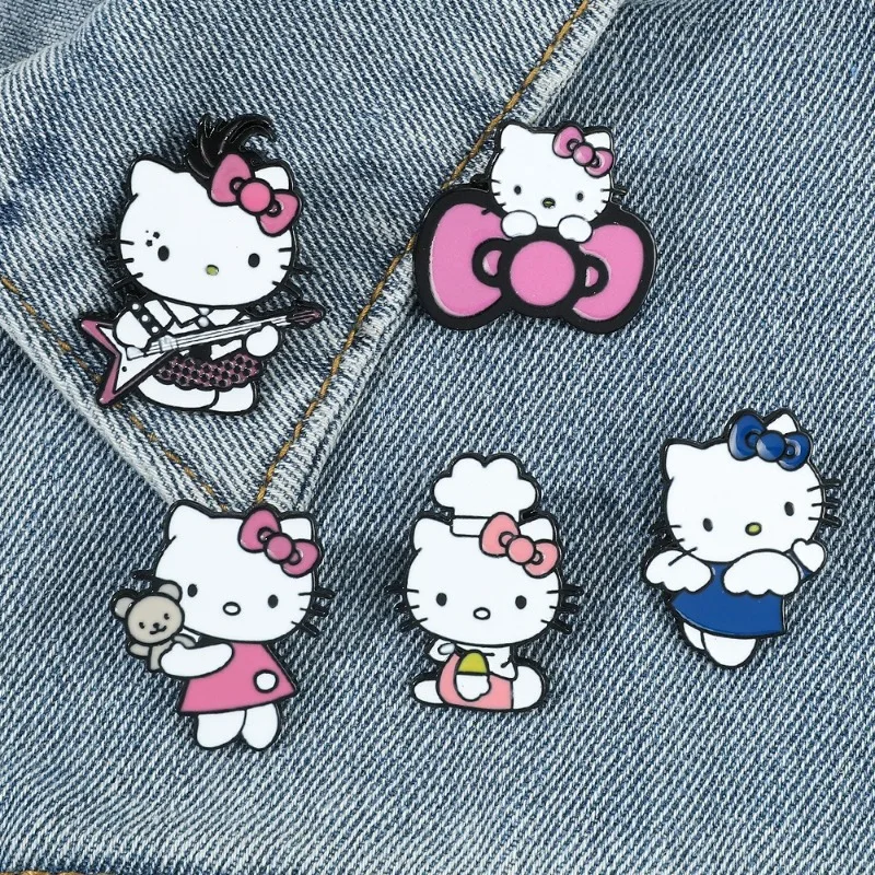 Sanrio Hello Kitty Broche para Crianças, Figuras de Ação Anime, Q Figurals, Cute Badge, Toy Clothing, Merchandise Decoration, Birthday Gifts