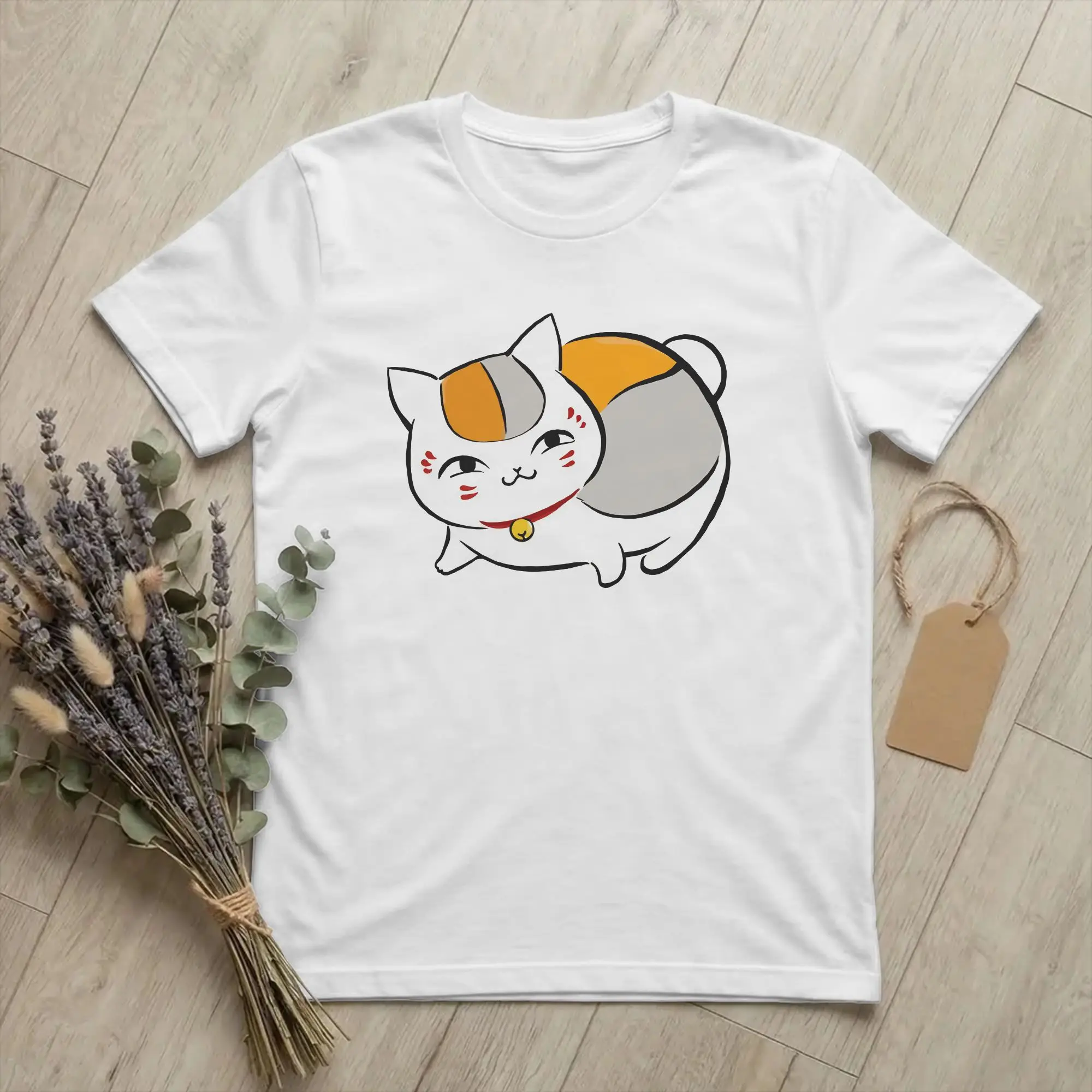 Natsume's Book of Friends Madara T-Shirt Men Nyanko Sensei Casual 100% Cotton Tees Round Neck Short Sleeve T Shirt Birthday Tops