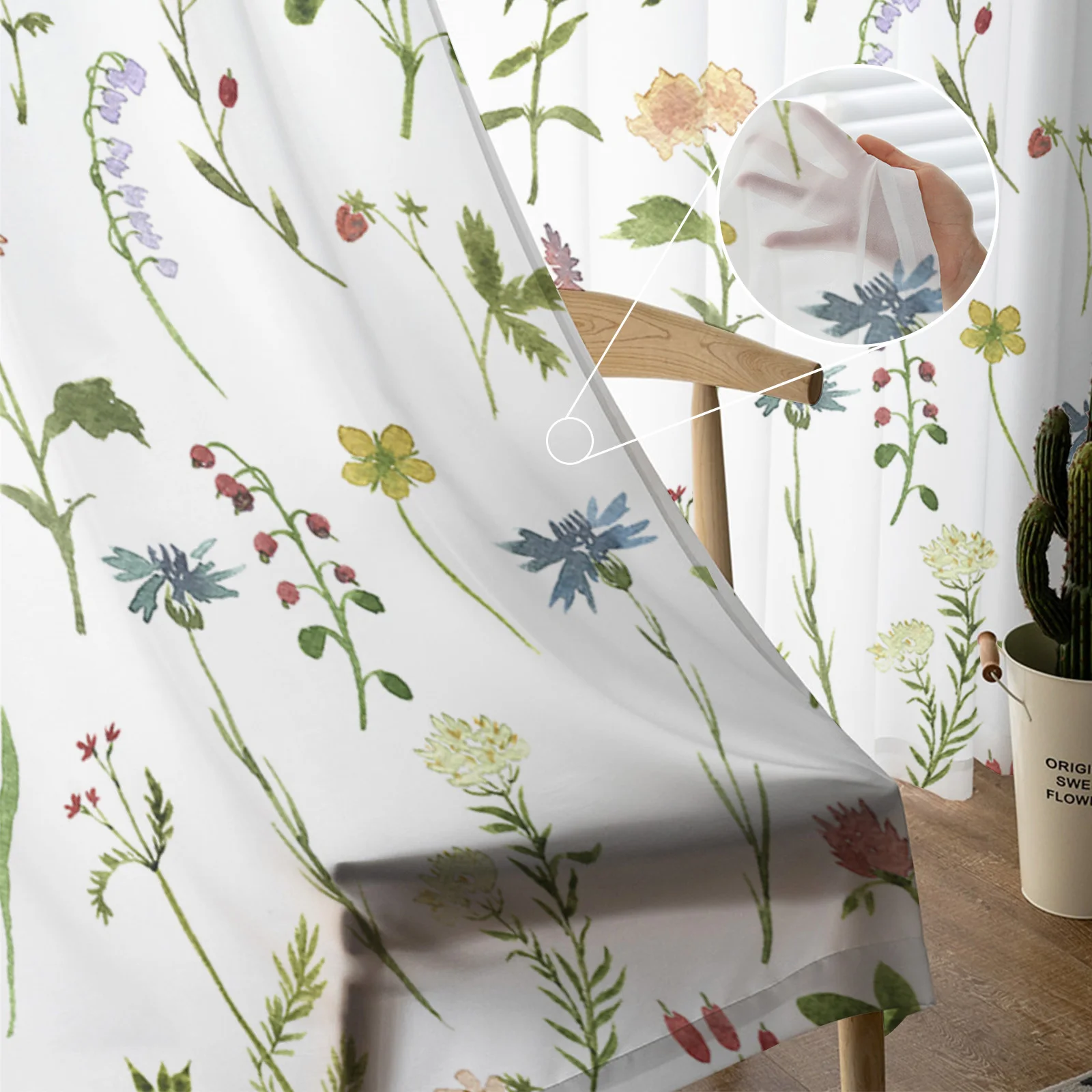 Flower Garden Sheer Curtain for Living Room Voile for Window Blinds Bedroom Tulle Drape Kitchen Cortinas Hall Curtains