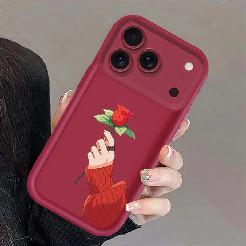 Romantic Beautiful Artistic Roses For Apple iPhone 17 16 15 14 13 12 11 Pro Max Plus Air Mini Eye Ladder Phone Case Cover