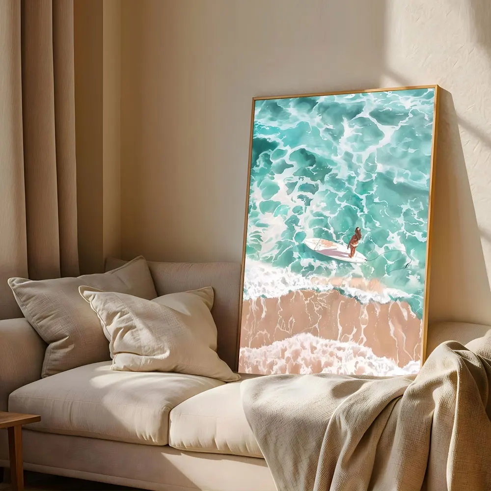 الشاطئ الأزرق الساحلية السباحة المشارك قماش طباعة اللوحة بيكيني جدار الفن غرفة نوم دراسة غرفة المعيشة ديكور المنزل