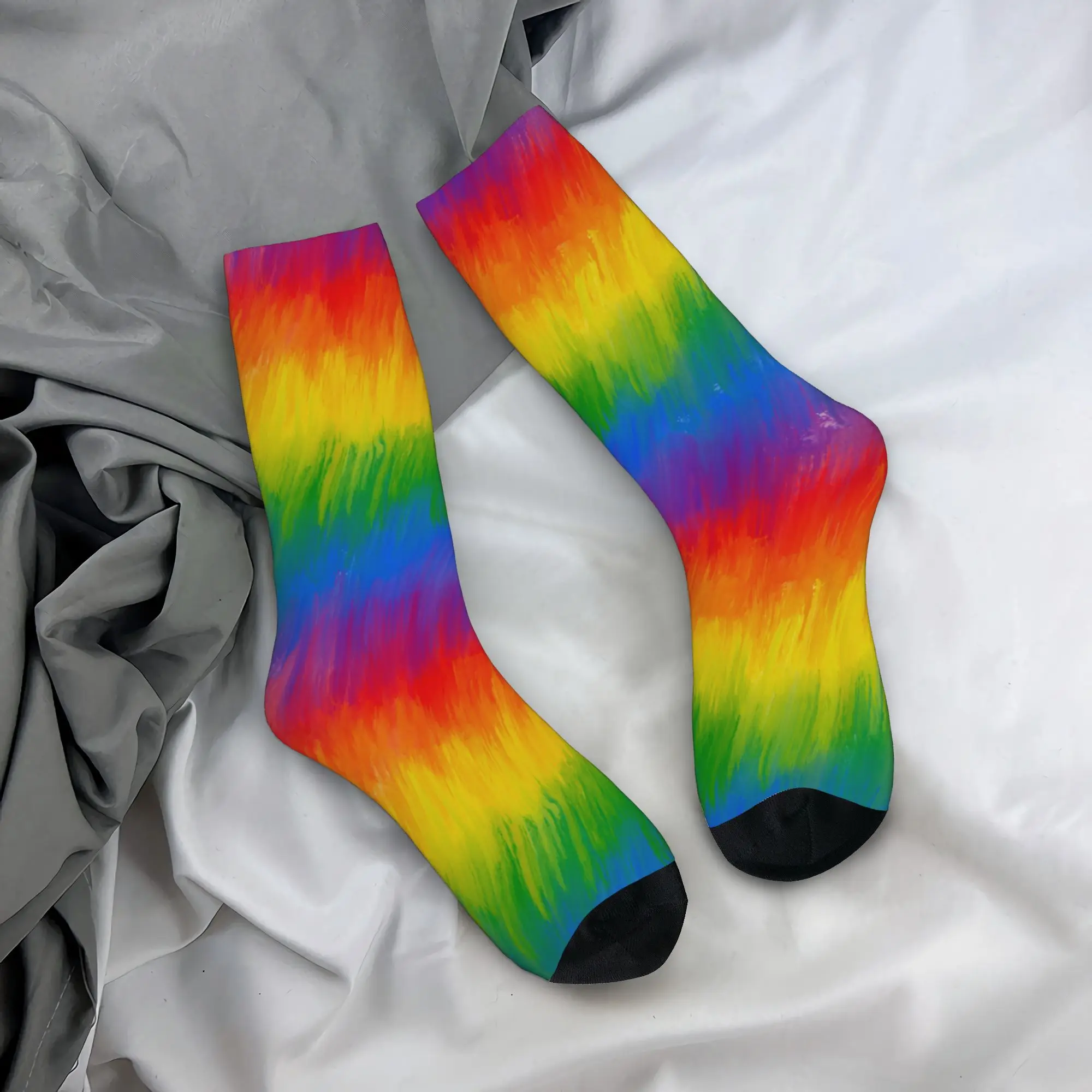 Gay LGBTQ Pride Rainbow Paint LGBT Painting Socks for Women Men Accessories All Season  Cute Long Socks Sweat Absorbing
