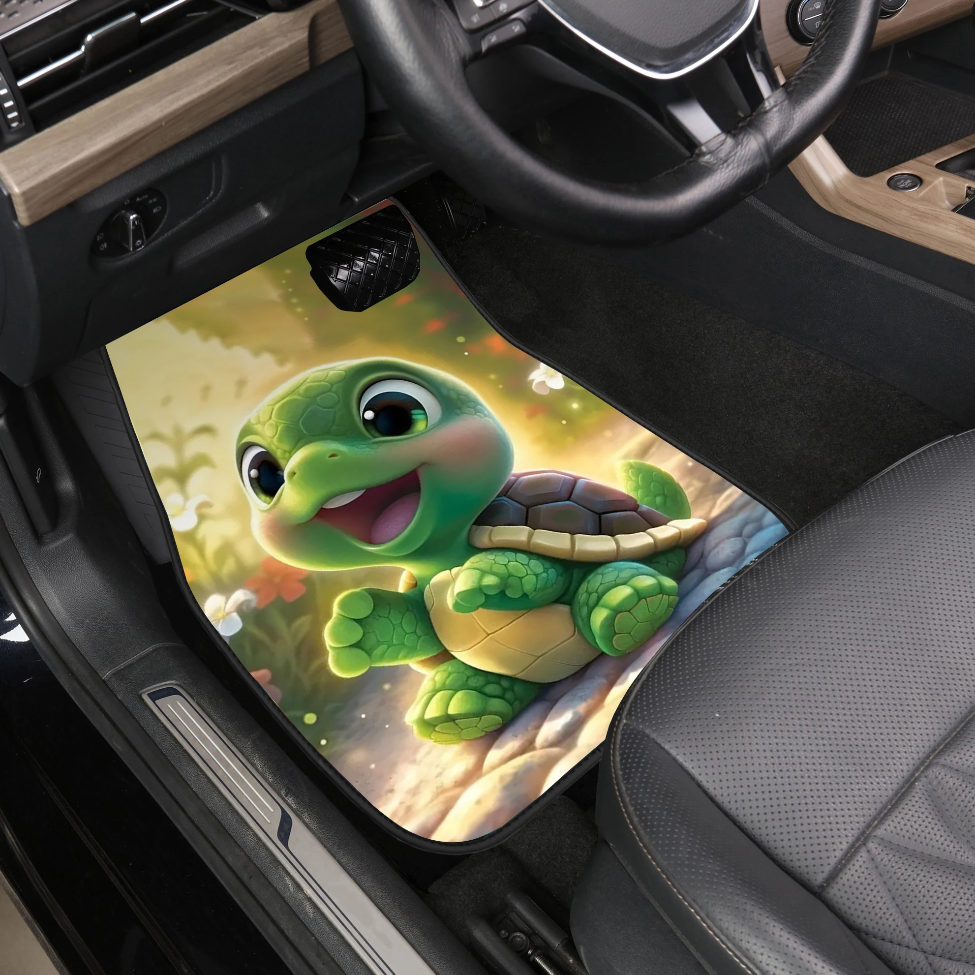 Universal Cute turtle Car Floor Mat Non-Slip Durable Four Seasons Car Carpet Easy Clean and Wear-Resistant Floor Mat