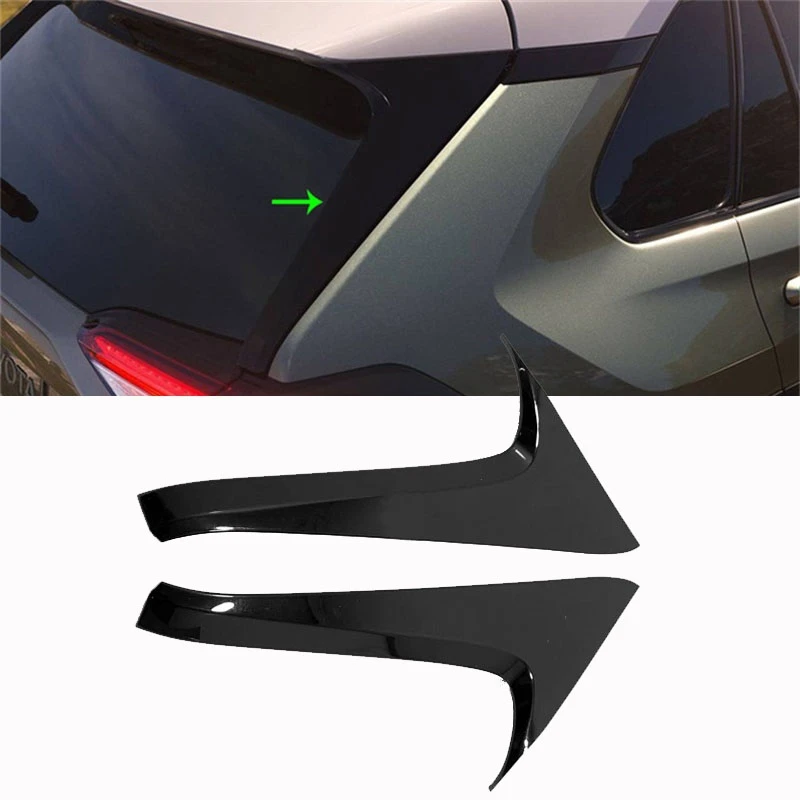 For Toyota RAV4 2020 2021 Rear Window Side Spoiler Canard Splitter Decorative Frame Trim Black