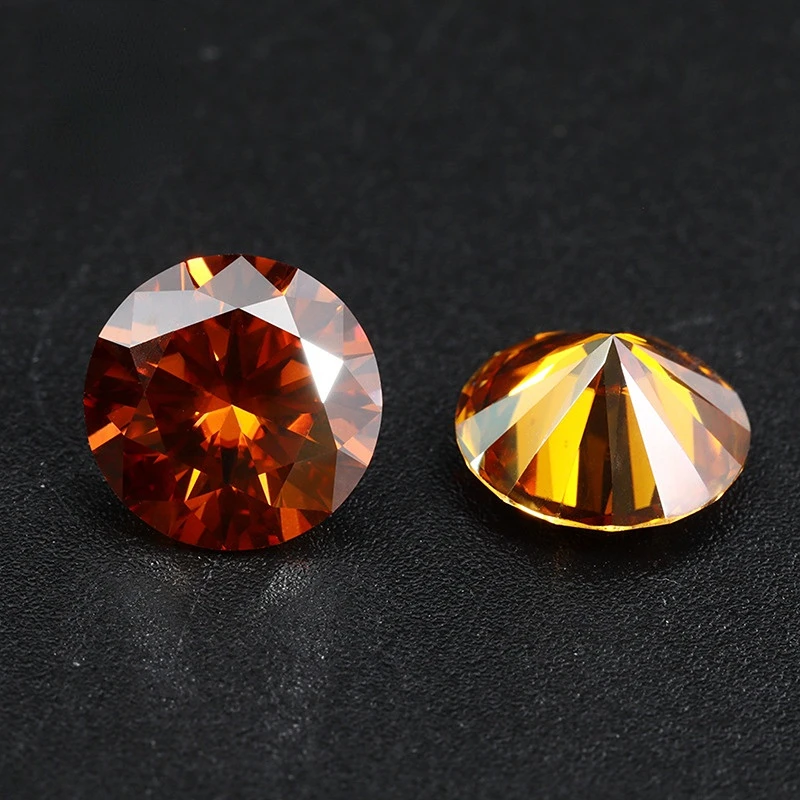 Amber Round Moissanite Loose Stone Beads D VVS Customize Moissanite 0.5ct-2ct ring Pendants for diamond GRA Certificate