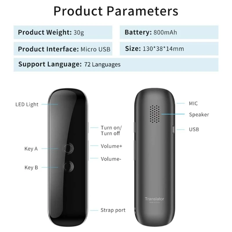 Translator Device with Translate Camera Portable Translation for Learning Travel Portable Interpreter Translation