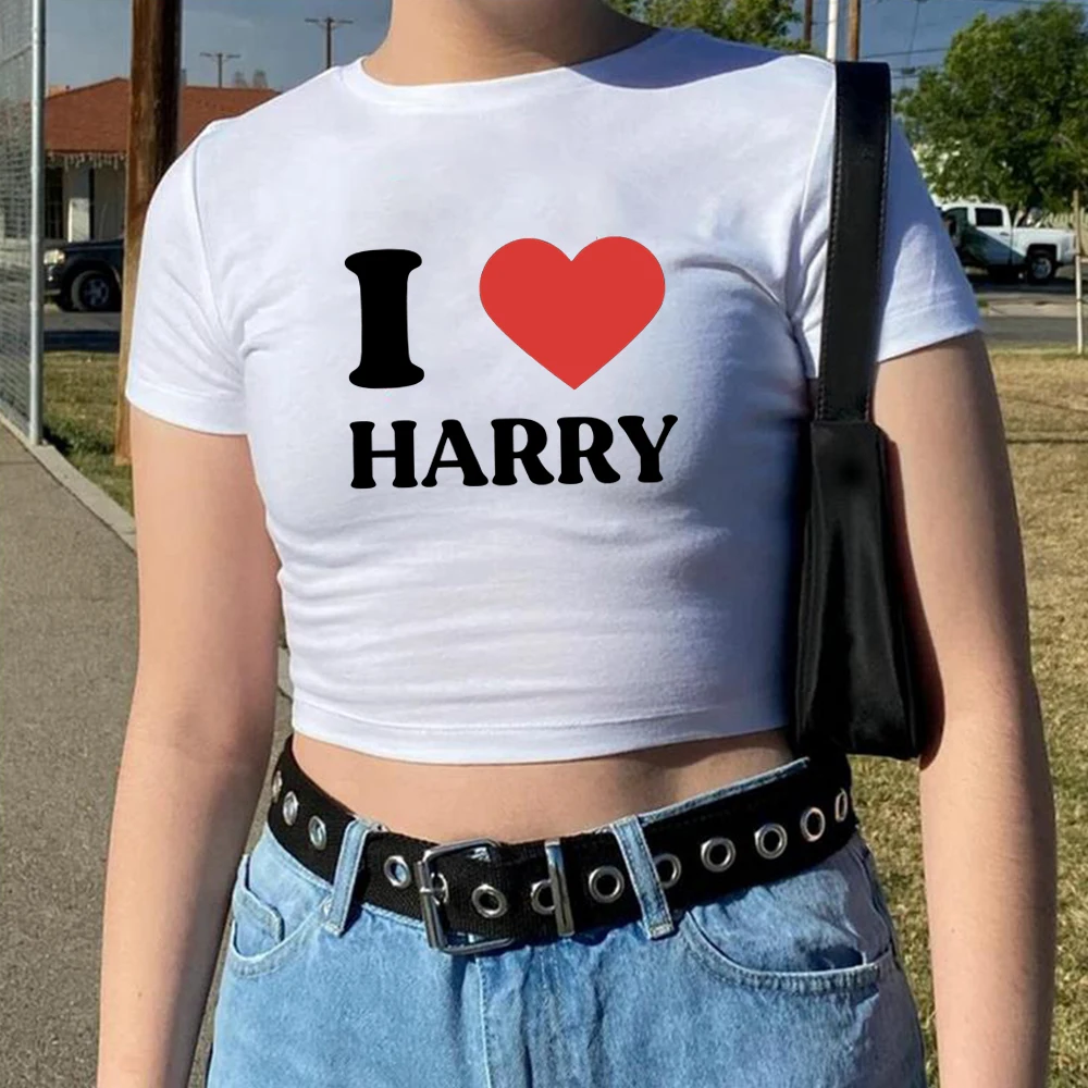 I Love Harry Baby Tee HS Shirt Streetwear Outfits Summer Fashion Y2k Clothes Female Crop Tops Women Crop Tee Fans Gifts