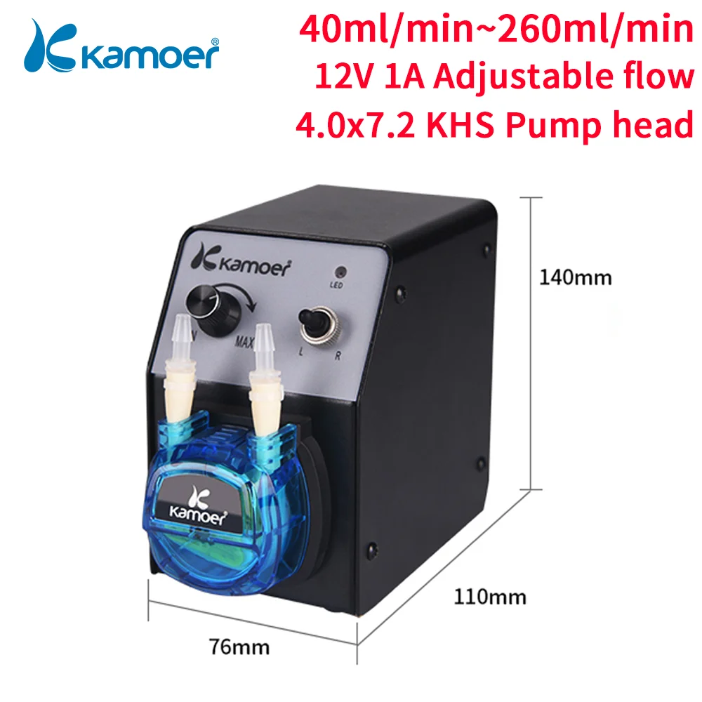 Kamoer 260ml/min KCP PRO2 Peristaltic Pump 12V DC Motor Adjustable Flow Dosing Pump Support CW/CCW for Lab