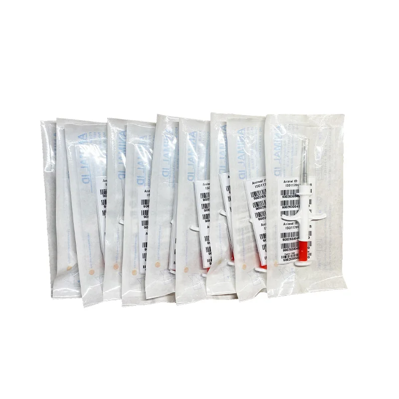 60 個注入可能な 1.4x8mm 134.2KHz トランスポンダー ISO FDX-B 動物マイクロチップインプラント ISO11784 /11785 RFID 犬バイオガラスタグチップ