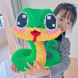 2025 new Snake Year New Super Large Green Snake Building Blocks Assembly Toy Puzzle Pendant Puzzle Toy Children'S Gift
