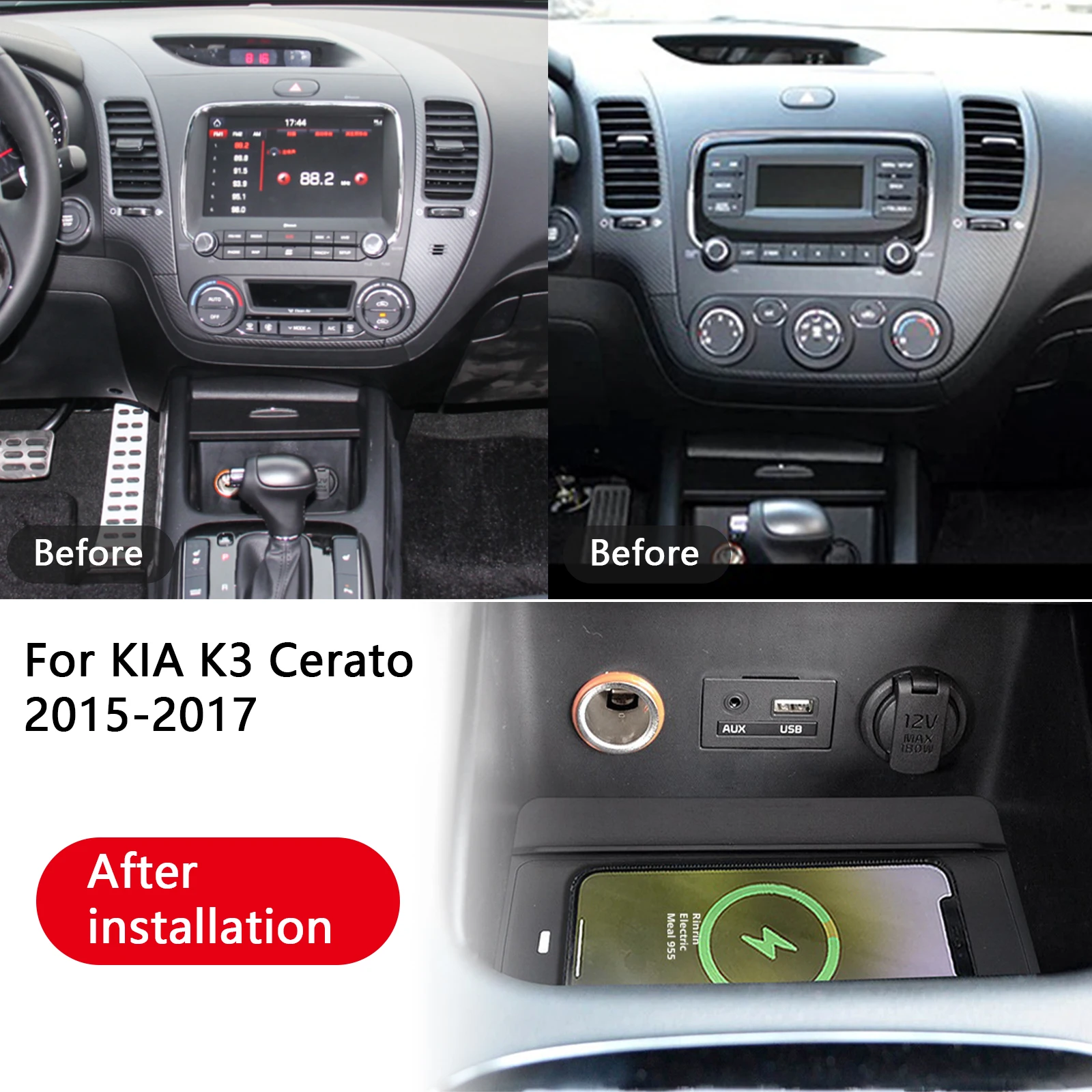 Leaset لكيا K3 سيراتو 2015-2017 سيارة وحدة التحكم المركزية شاحن الهاتف شاحن لاسلكي سريع شحن لوحة شحن حامل #1