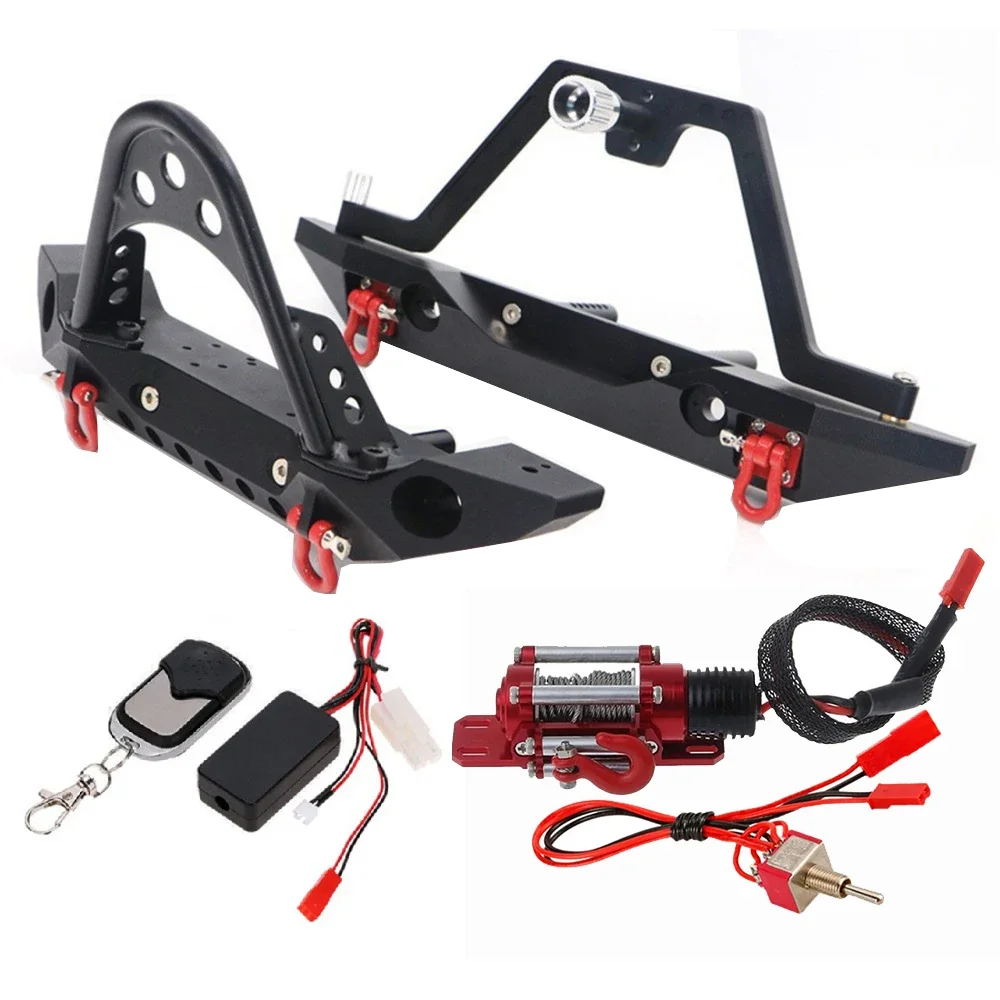 All-metal Front and rear  bumper electric winch spare tire bracket for 1/10 RC tracked vehicle TRX4 axial SCX10 90046