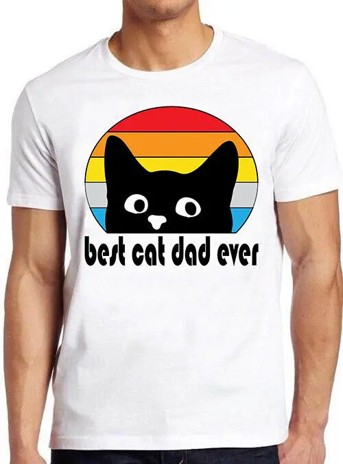 Футболка Best Cat Dad Ever Cute Animal Meme Gamer Cult Vintage M656 Футболка Best Cat Dad Ever Cute Animal Meme Gamer Cult Vintage M656