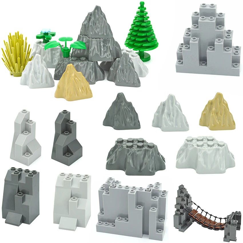 MOC Rock Panel Rockery Mountain DIY City Street View Building Blocks Hill Stone Bricks Compatible 23996 Assembles Particles Toys