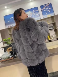 Real Fox Fur Coat Women Luxury Detachable Sleeve Plus Size Vest Female Genuine Cropped Fox Fur Jacket For Girls Winter