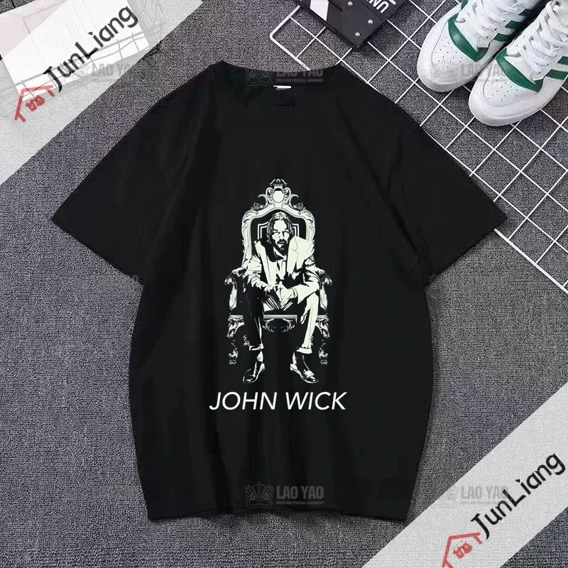 John Wick - T-shirt Fun Casual Short Sleeve T-shirt for Men and Women Top Graphic T-shirt Retro Street Fashion