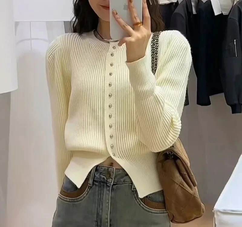 

Новое поступление, мягкий ветровой свитер, пальто, французский винтажный облегающий дизайн талии, вязаный свитер, женский модный стиль, осень-зима