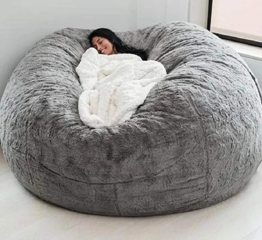 

(No fillings ) dropshipping Bean Bag Chair Giant Foam Furniture Big Sofa with Soft Faux Fur Cover living room sofas