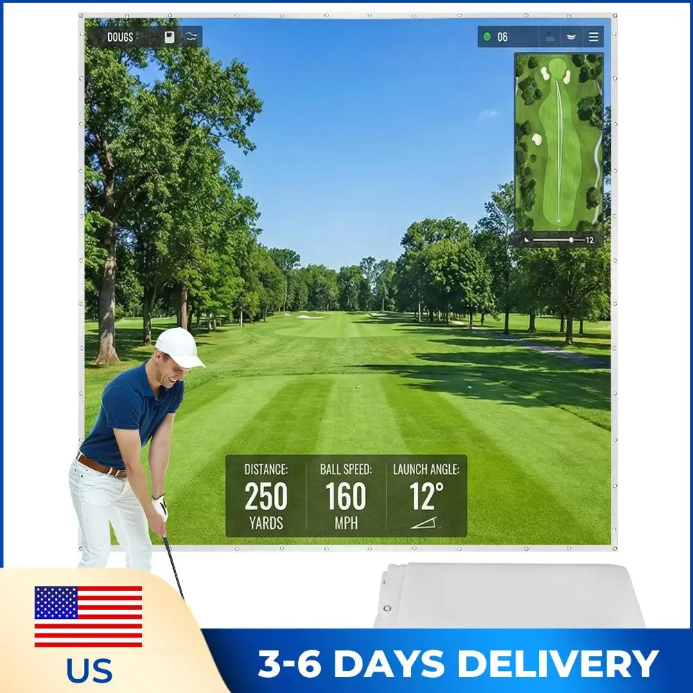 

Golf Simulator Impact Screen Easy To Install Ultra Clear Projector Screen for Training Indoor/Outdoor