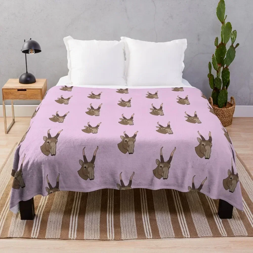 

Saiga Antelope Head Throw Blanket Cozy Home Blanket Gift for Christmas Holiday
