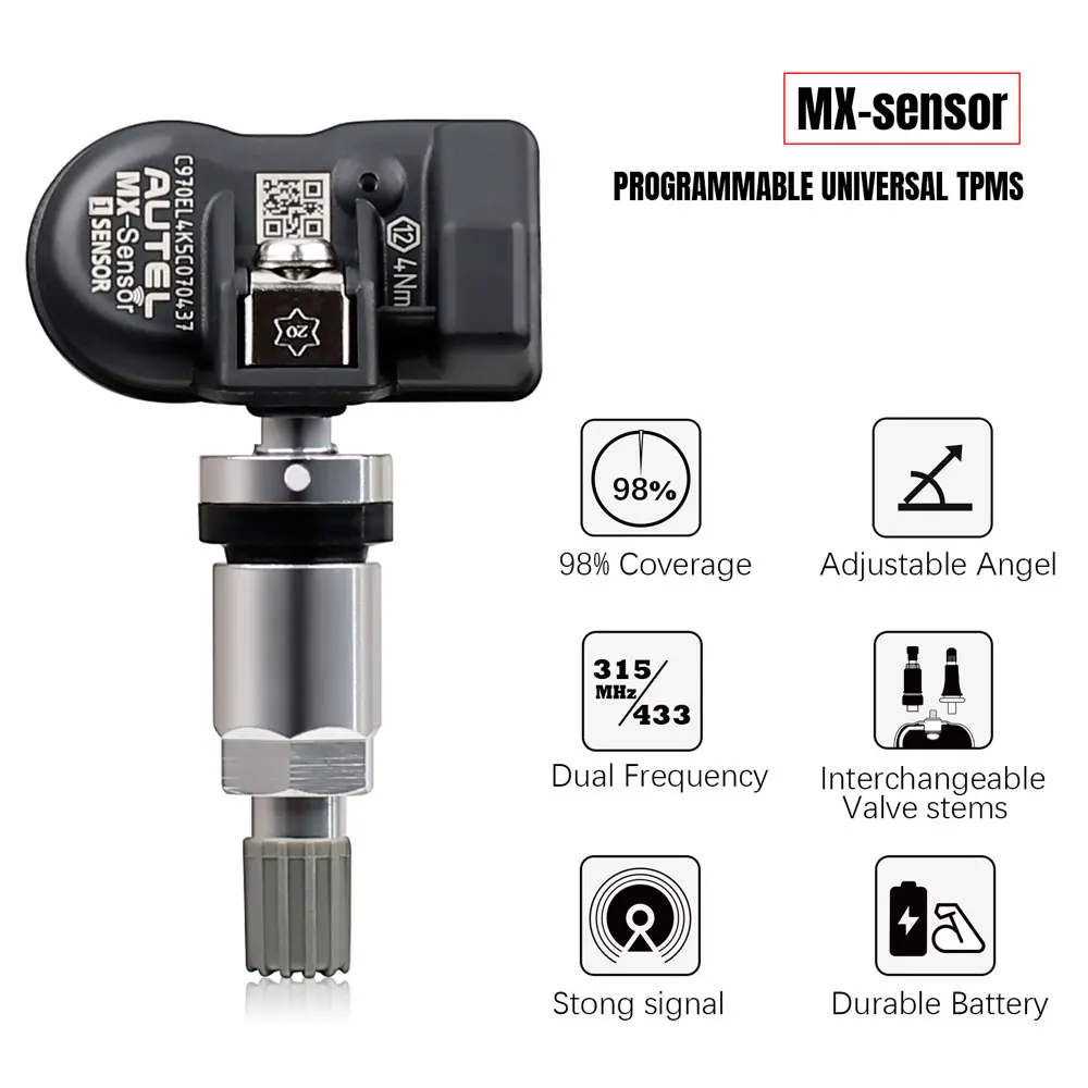 Autel MX Sensor Universal TPMS Sensor 315MHz 433MHz 2 in 1 Tire Pressure Monitoring System MaxiTPMS Pad Programmer