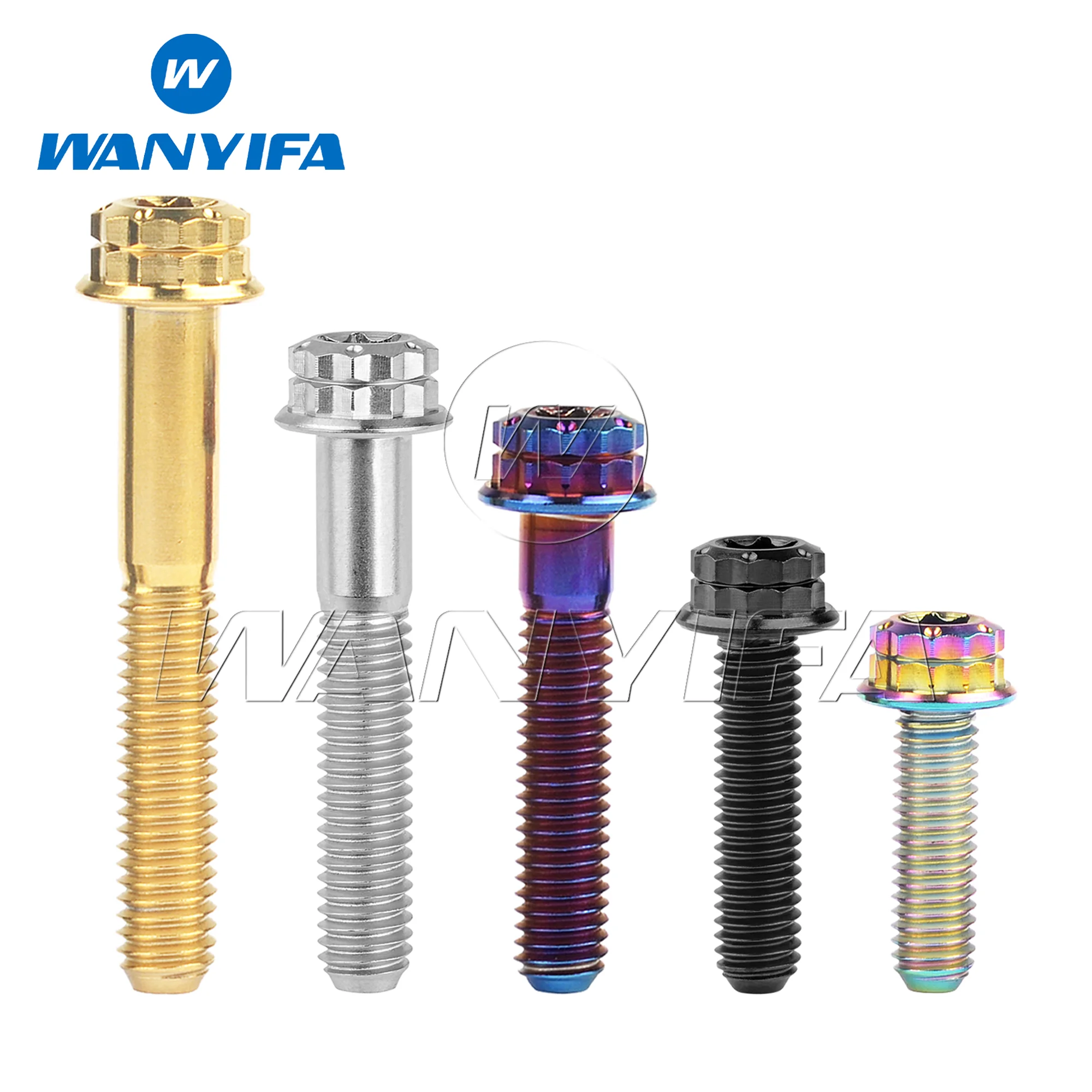 Wanyifa Titanium Bolt M6x10 15 20 25 30 35 40 45 50mm Flange 12 Points Torx T30 Head Ti Screws for Bicycle Motorcycle