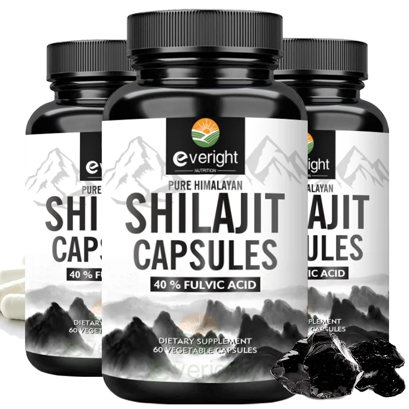 Shilajit Supplement with 40% Fulvic Acid for Male Strength Performance, 6500mg Himalayan 85+ Trace Minerals Health Supplement