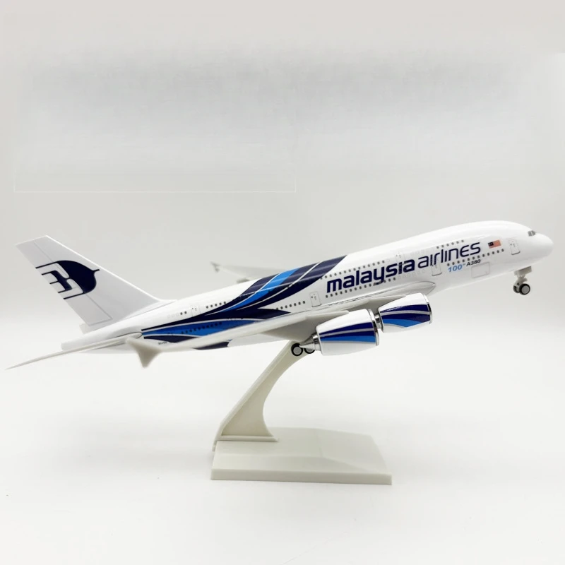 

30 см однотонная модель самолета A380, Малайзия, модель самолета, игрушечный дисплей, коллекционный подарок для любителей авиации и коллекционеров