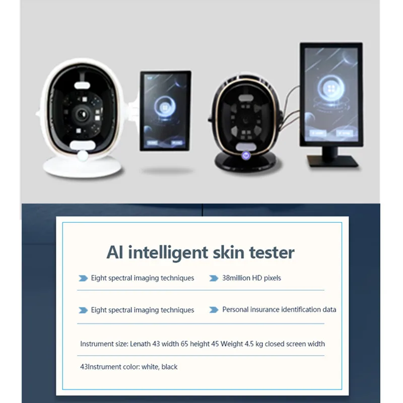 Najnowszy test 3D 8. technologia obrazowania spektralnego AI Inteligentny obrazek 21,5-calowy analizator skóry Urządzenie do analizy diagnostyki twarzy