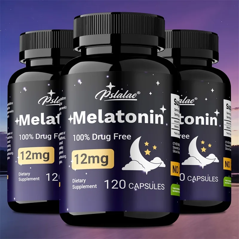 

Melatonin Capsules 12mg - Promote Falling Asleep Quickly, Calm The Mind, Natural Sleep Aid Supplement