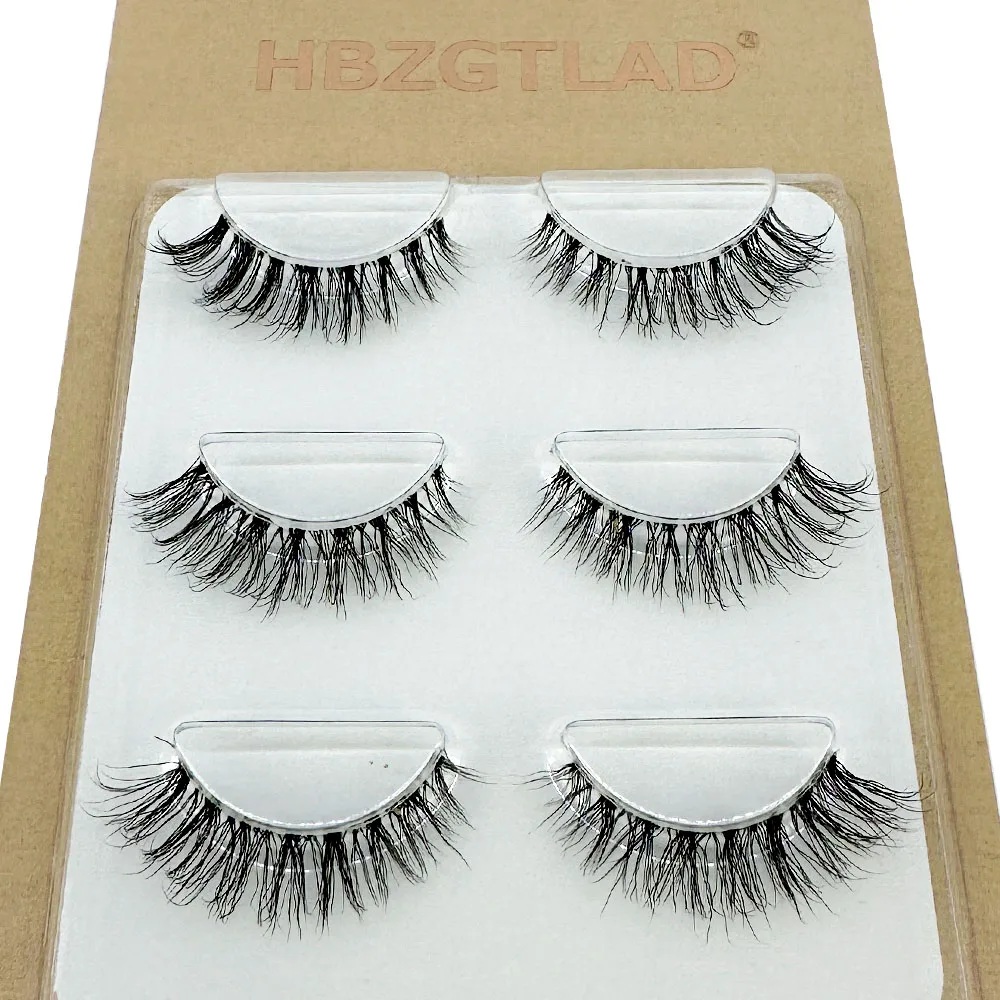 3Pairs 5d Mink Eyelashes Clear Band EyeLashes Crisscross Transparent Band False Eyelashes Handmade Dramatic Lashes Upper Lash