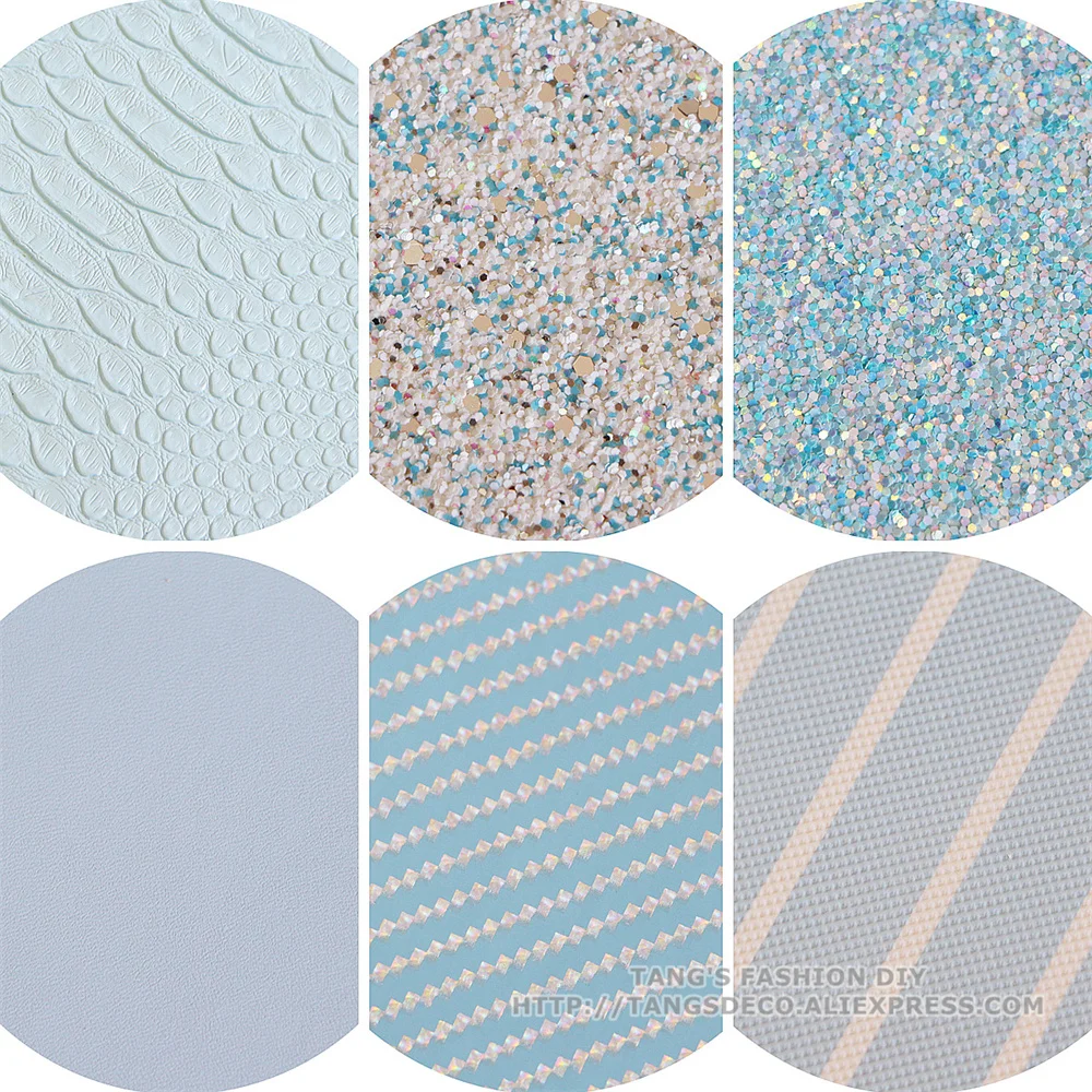 6pcs/Set---20X22CM Light Blue Color DIY Synthetic Faux PU Leather Set