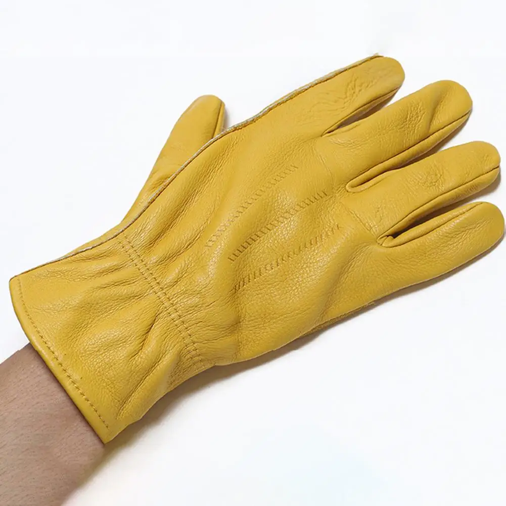 Faux Leather Work Gloves Durable Work Gloves for Outdoor Construction Welding Heat-resistant Stretchable Protective for Building