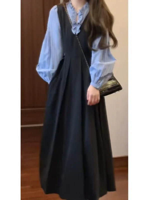 

plus Size 300 Pou Women's irt Dr Casual Loose Fit Long A-Line Skirt Design Agel Faion Autumn Winter Slimming Dr
