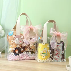 2pcs Clear PVC Daisy Bags, Candy Bags, Gifts, Going Out Tote Bags, Wedding Gift Bags, Bridesmaids, Festivals, Ribbons Included