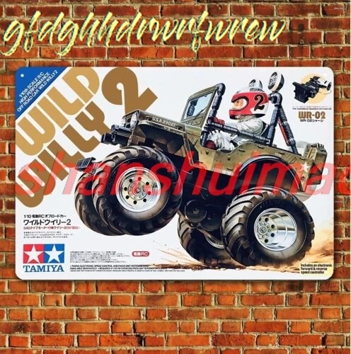 Metal Poster Vintage Rc Car Wall Deco Tin Sign Plaque Tamiya Wild Willy 2 Boxart sign