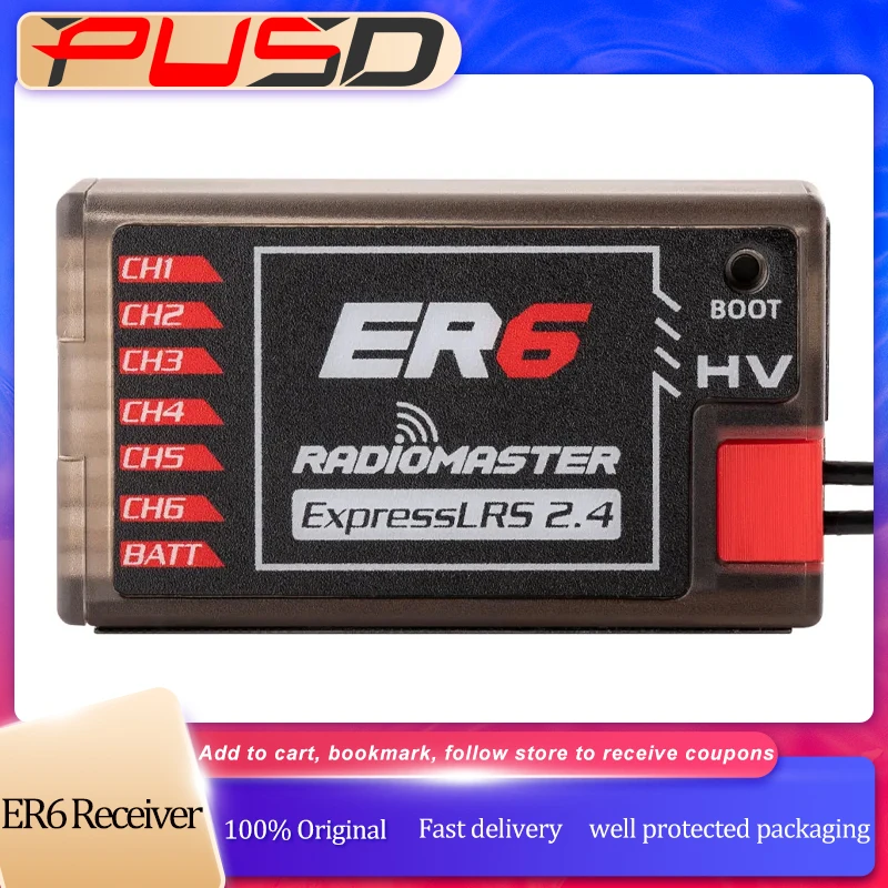 

Приемник Radiomaster ER6 CRSF PWM 2.4G 6CH 100mw ExpressLRS для FPV RC Drone