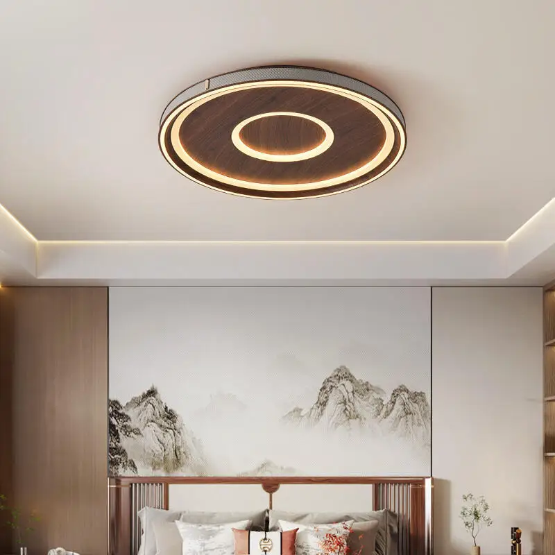 

Wooden Round Led Ceiling Lights For Living Room Bedroom Balcony Room Decoration For Log Style Home Interior Lighting Fixtures