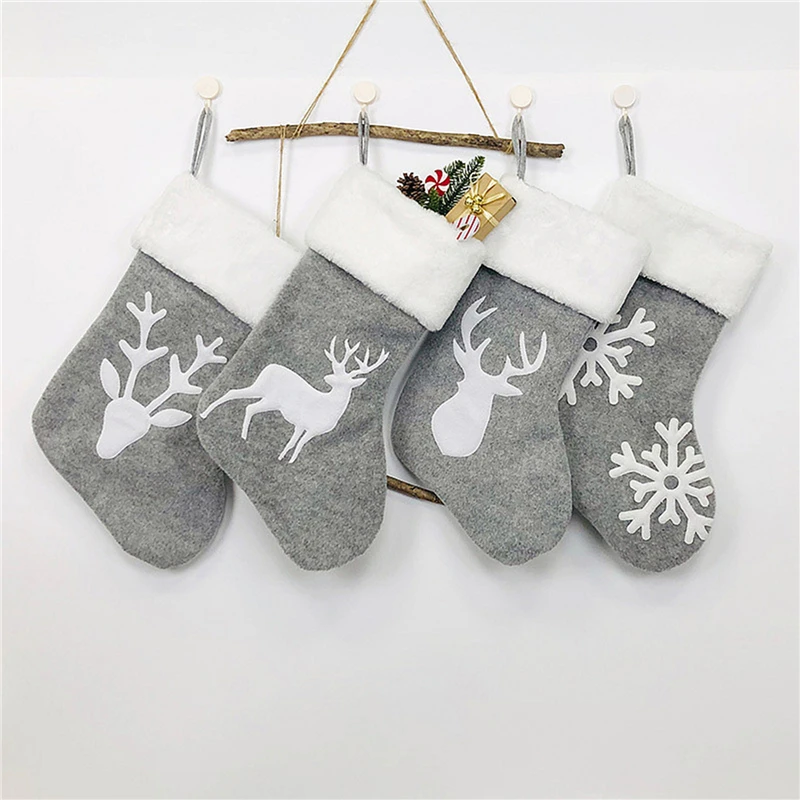 Meias de Natal Titular, Árvore Ornamentos, Deer Sacks, Xmas Gift Bags, Presentes, Crianças Decorações, Wall Art Socks, Novo