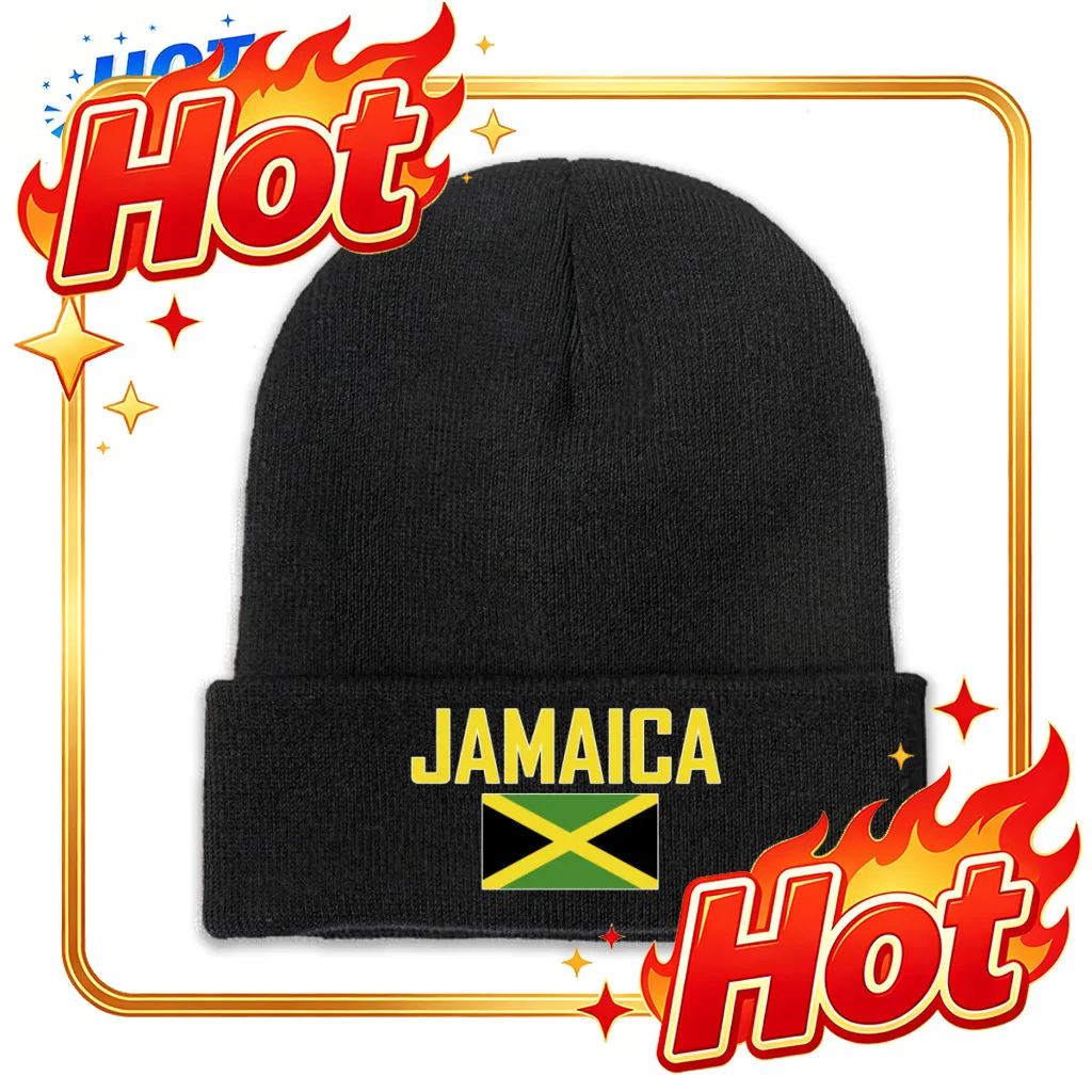 Custom Hat JAMAICA Country Flag Top Print Men Women Unisex Knitted Hat Winter Autumn Beanie Cap Warm Bonnet