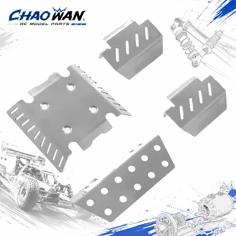 Stainless Steel Front & Rear Chassis Armor Protector for MJX H8H V1 V2 1/8 RC Car Anti-Collision Guard Plate Upgrade Parts Acces
