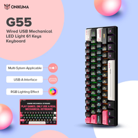 ONIKUMA G55 Mechanical Gaming Keyboard 61 Keys Layout RGB Customized Wired Colorful LED Backlit Keyboard for Compute Laptop PC