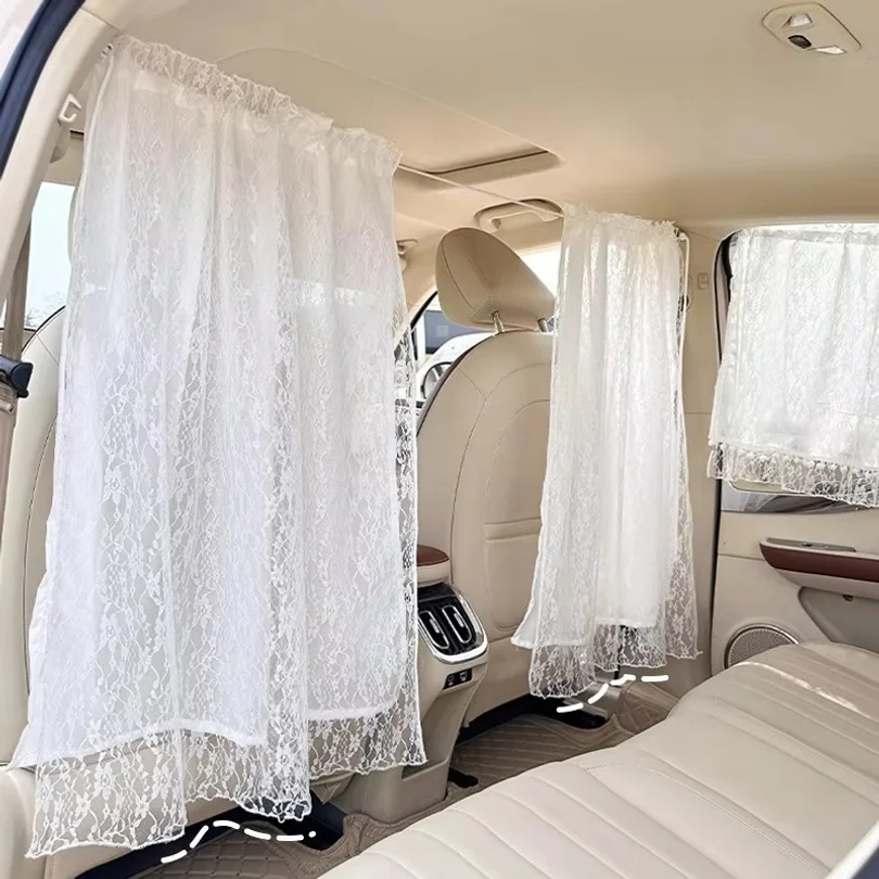 Lace Double-layer Car Privacy Curtains Universal Divider Curtain Between Rear Seat Auto Blackout Curtains Sun Shades