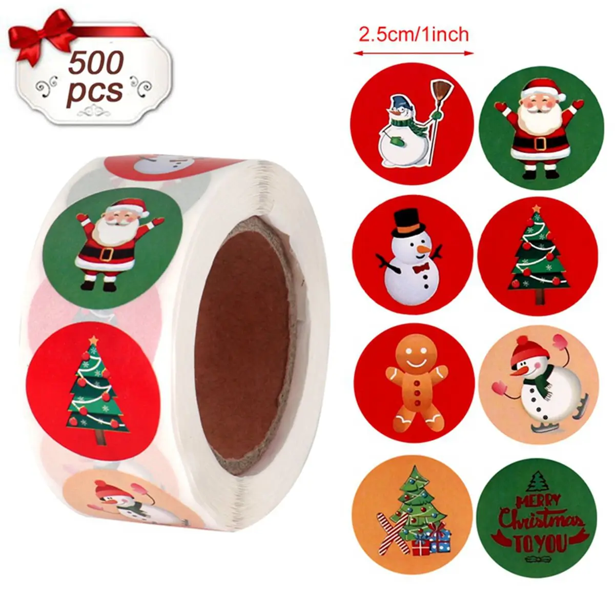 500pcs Christmas Stickers Candy Bag Decor Merry Christmas Decoration for Home 2024 Xmas Navidad Natal Noel Gifts New Year 2025