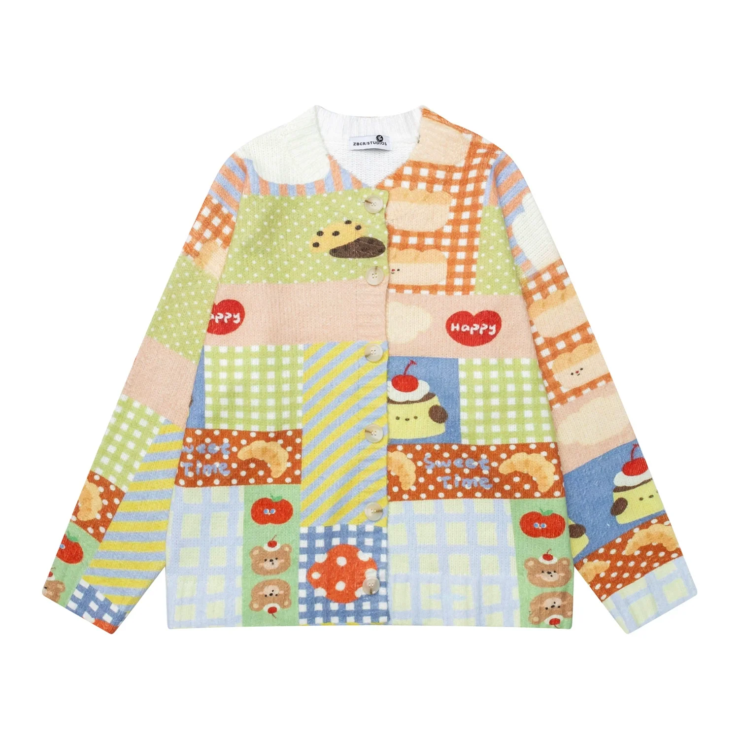 Fun Cartoon Digital Graphic Sweaters Cardigan Men Streetwear Harajuku Hip Hop Oversized Y2K Unisex Casual Loose Sweater Knitwear